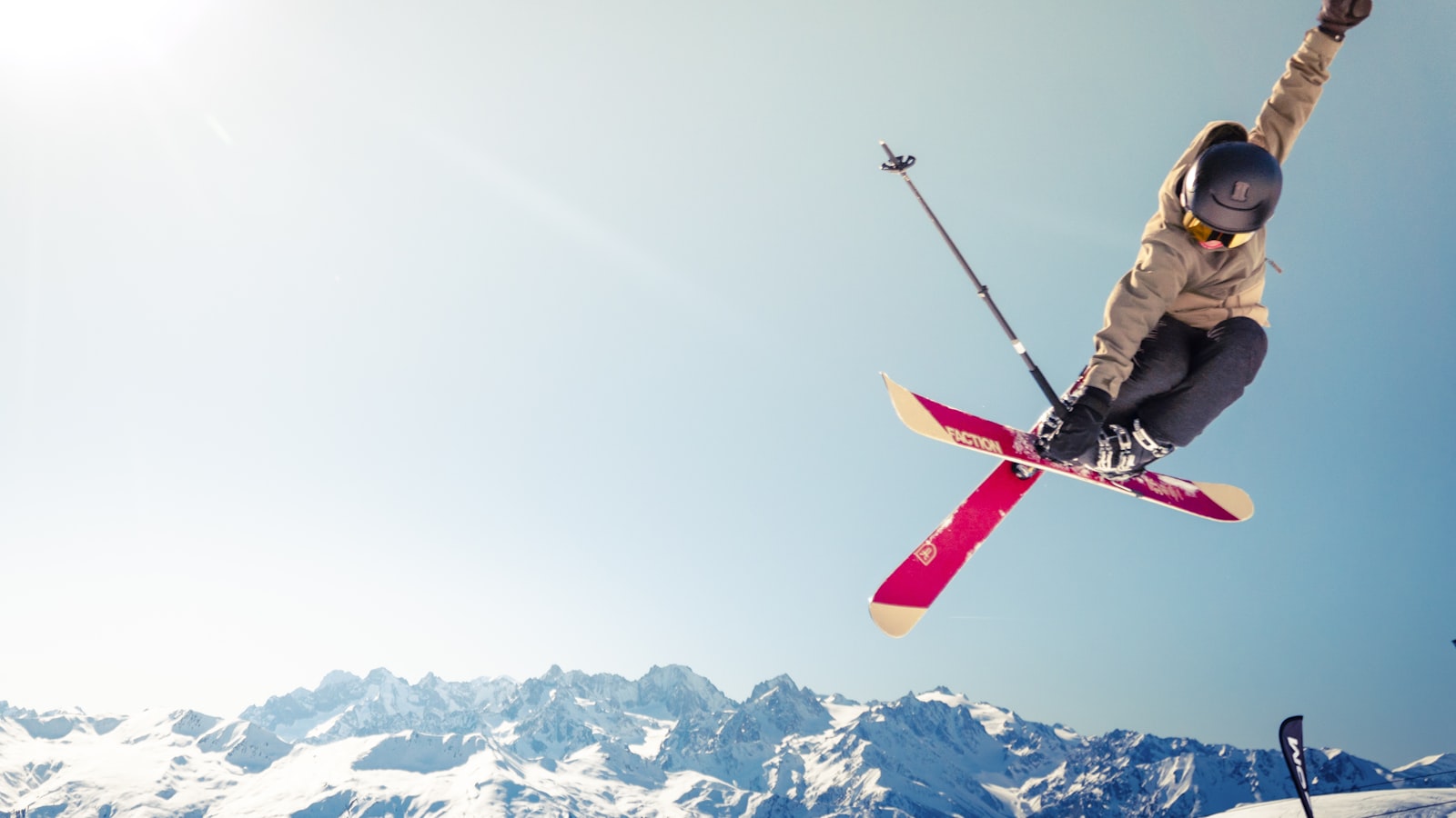 Family skiers on an alpine slope